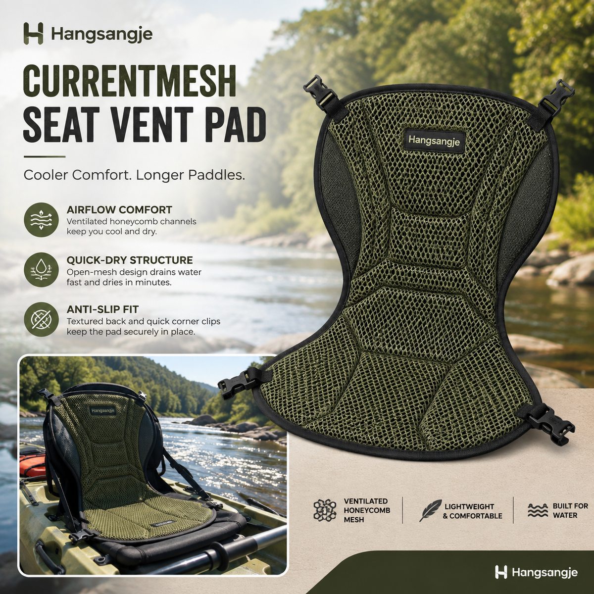 Velmirt™ CurrentMesh Kayak Seat Vent Pad