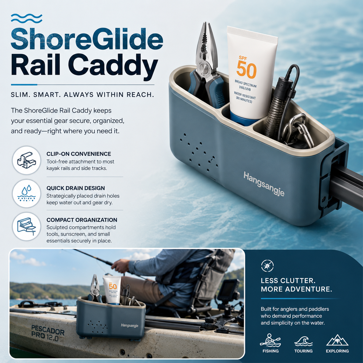 Velmirt™ ShoreGlide Rail Caddy