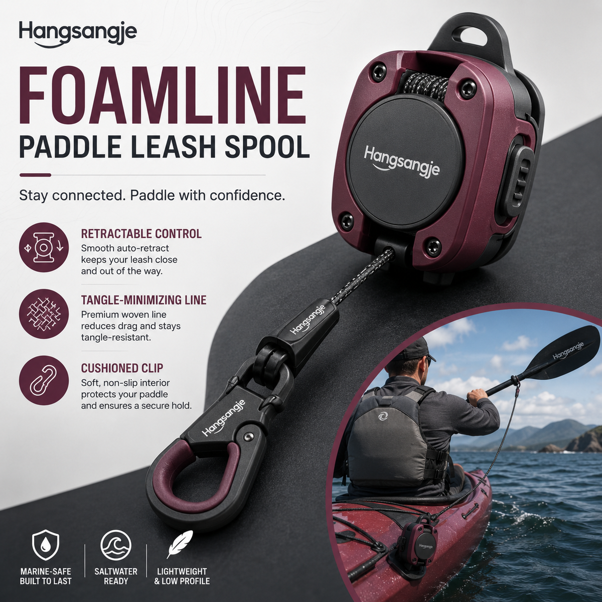 Velmirt™ FoamLine Paddle Leash Spool