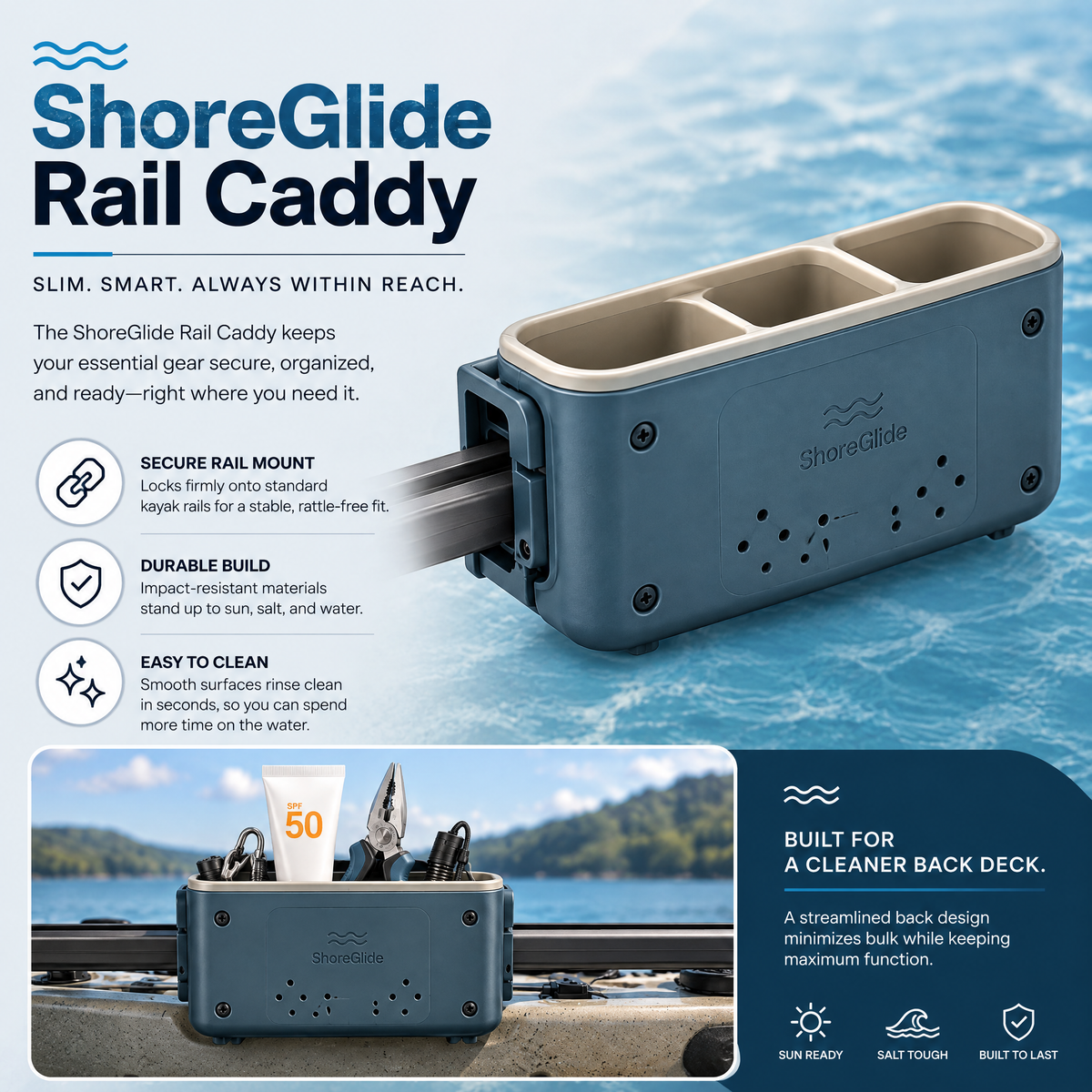 Velmirt™ ShoreGlide Rail Caddy