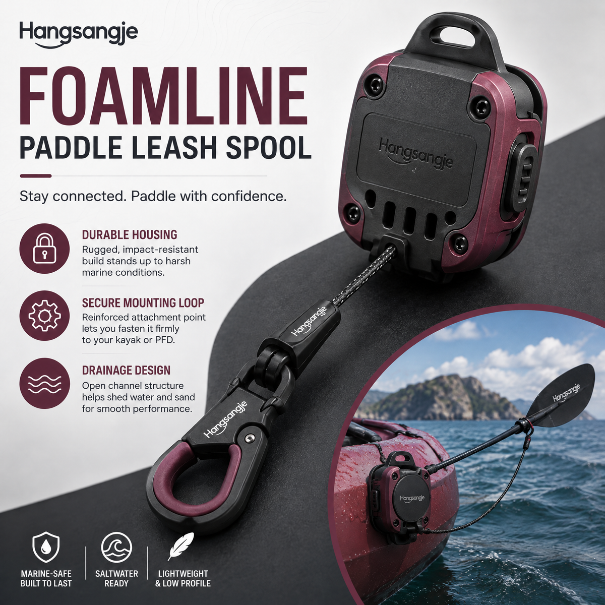 Velmirt™ FoamLine Paddle Leash Spool
