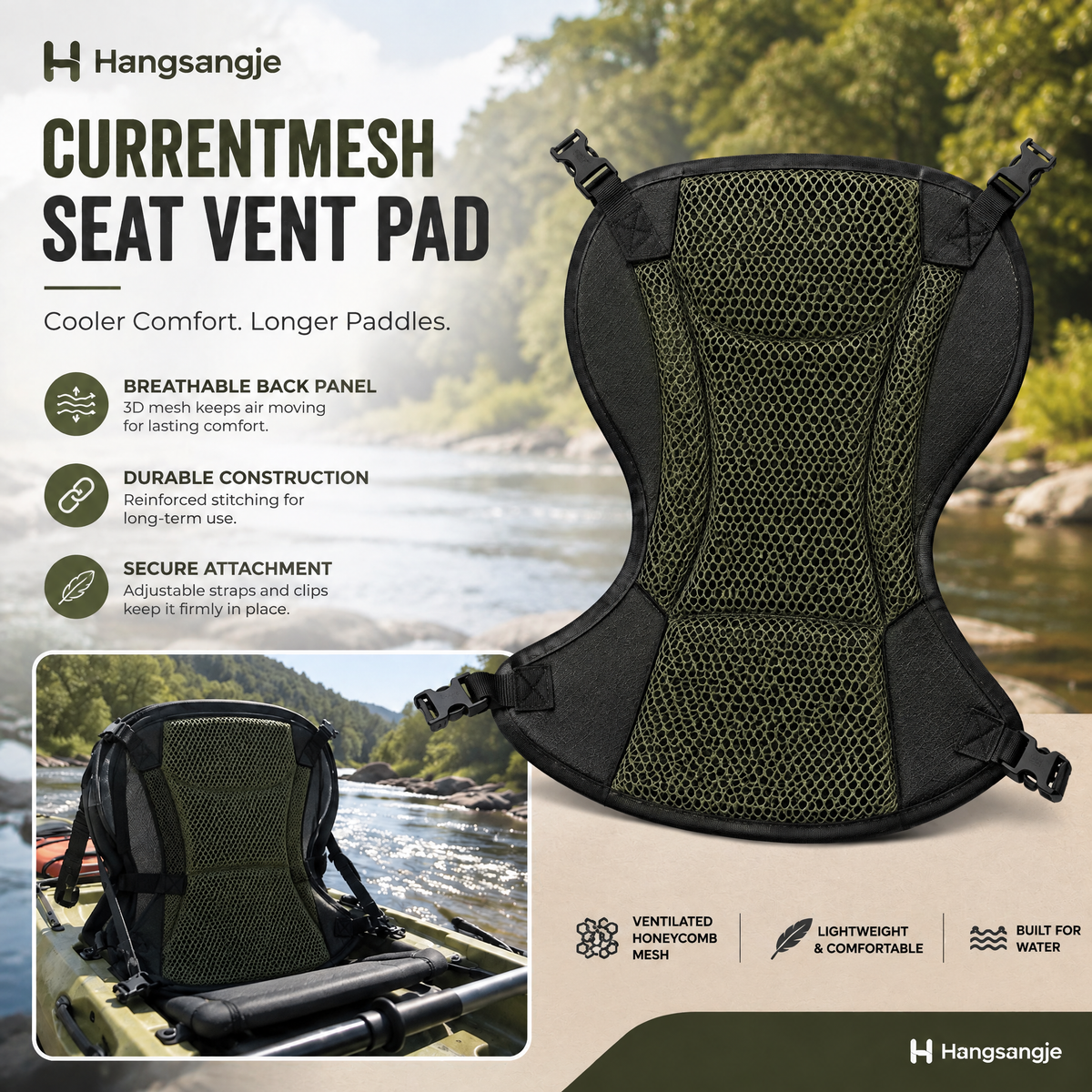Velmirt™ CurrentMesh Kayak Seat Vent Pad